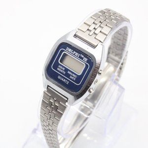 Vintage Delphi Digital Watch Women's Retro Classic Silver Tone Quartz 90's